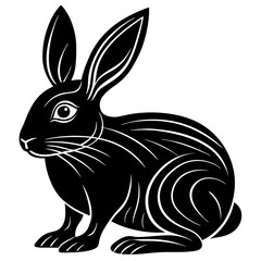 Cute Silhouette of a Bunny line art vector cartoon illustration