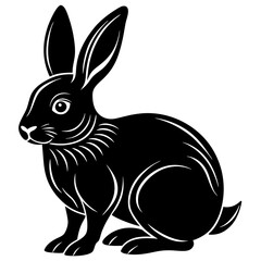Cute Silhouette of a Bunny line art vector cartoon illustration