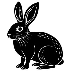 Cute Silhouette of a Bunny line art vector cartoon illustration