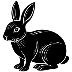 Obraz premium Cute Silhouette of a Bunny line art vector cartoon illustration