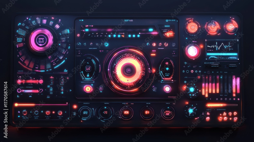 Poster futuristic interface panel advanced technology display