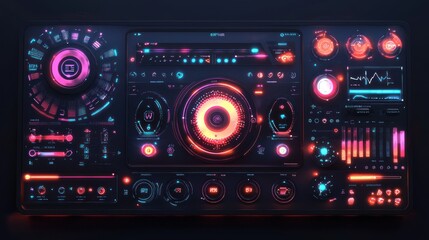 Obraz premium Futuristic Interface Panel Advanced Technology Display