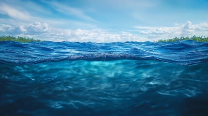 Obraz premium bright blue water waves clear skies