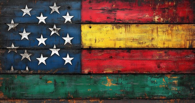 Rustic American Flag with Bold Stripes and Vibrant Colors for First Responders