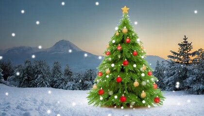 Charming Cute Christmas Tree on White Background A Festive Delight for Holiday Decor, Capturing the Spirit of Christmas with Its Vibrant Colors and Adorable Design Perfect for Seasonal Celebrations.