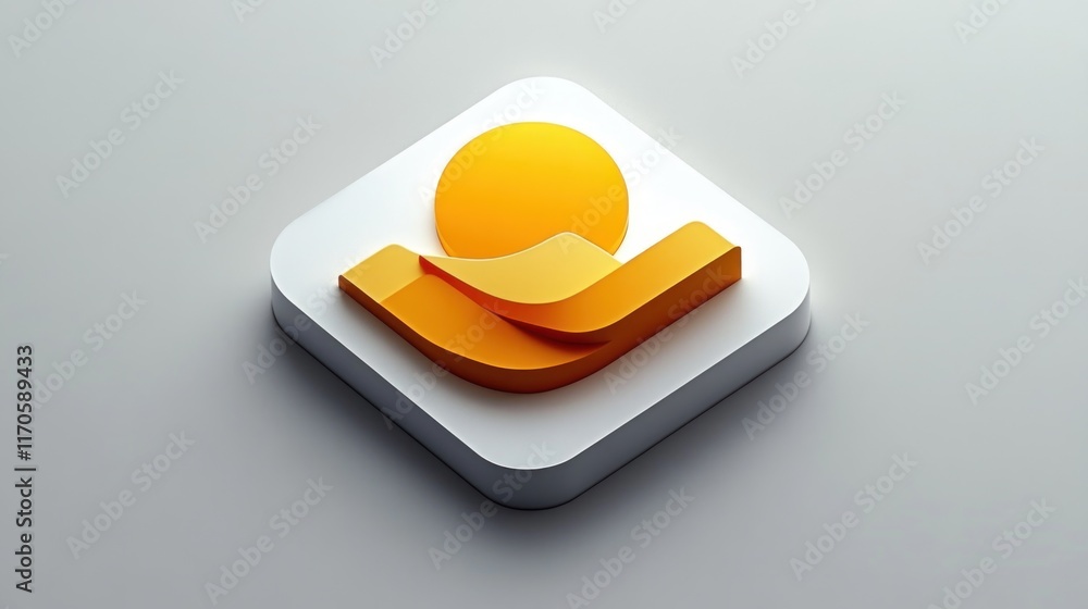 Aufkleber minimalistic white and yellow icon design on gray background with rounded corners and smooth gradien