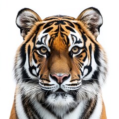 Fototapeta premium A close-up portrait of a tiger showcasing its striking features and intense gaze.
