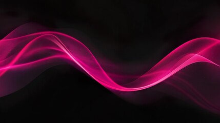Obraz premium Magenta pink grainy gradient wave abstract shape black background dark noise grain texture glowing banner header backdrop