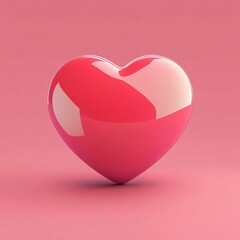 Shiny Red Heart Icon with Glossy 3D Design