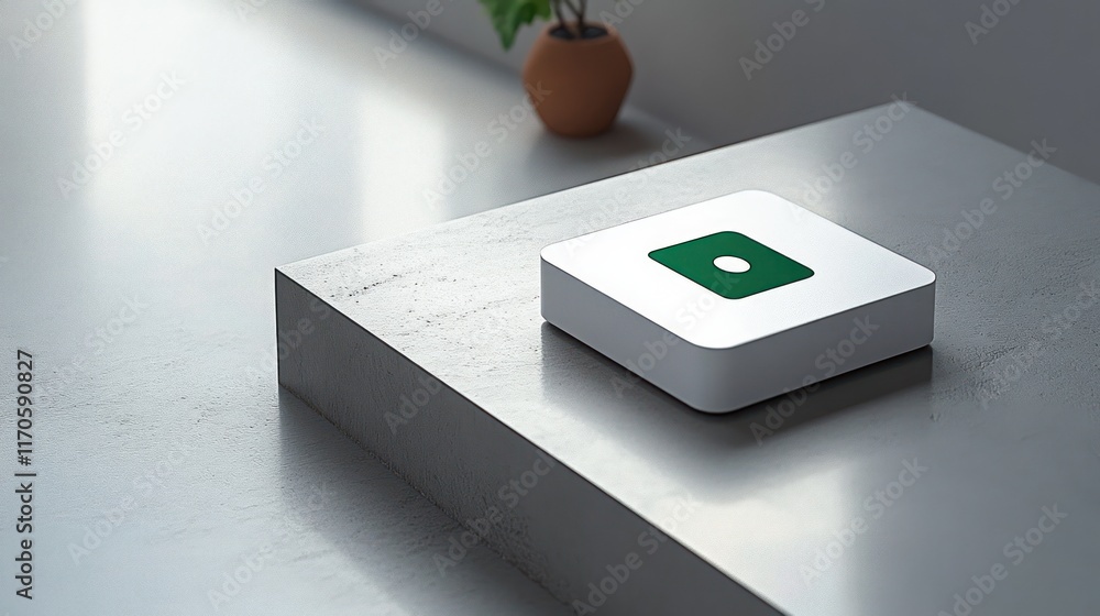 Poster minimalistic app icon on smooth gray background with rounded corners and soft lighting