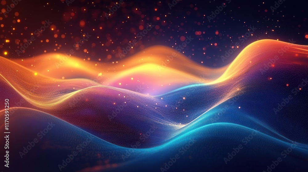 Poster digital abstract landscape background for technology storage and network processes