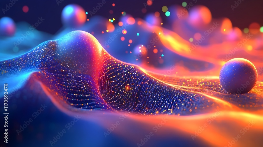 Poster abstract colorful glowing particle background