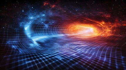 Obraz premium Abstract digital art, cosmic wormhole, glowing energy, futuristic technology, space galaxy background