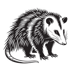 Stylish opossum silhouette for modern design applications - Opossum black vector
