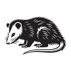 Minimalistic opossum silhouette for artistic and digital needs - Opossum illustration - minimallest opossum vector
