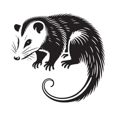 Majestic opossum silhouette for media and print projects - Opossum illustration - minimallest opossum vector
