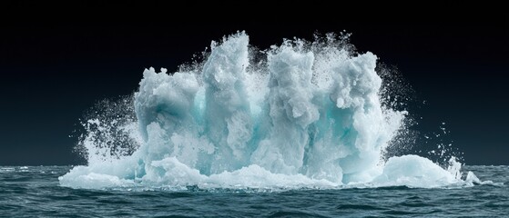 Glacier calving event ocean nature polar environment aerial view ice dynamics impact