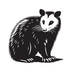 Opossum silhouette for creative media projects - Opossum black vector
