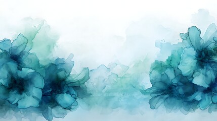 abstract watercolor waves blue green tones