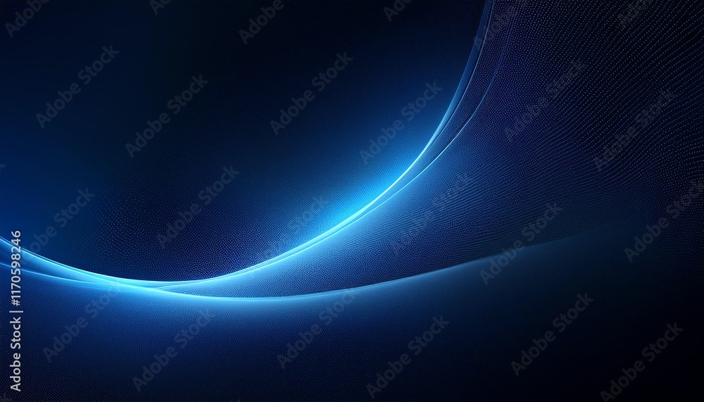 Poster a smooth, glowing wave of blue light against a dark background, creating a serene and futuristic atm
