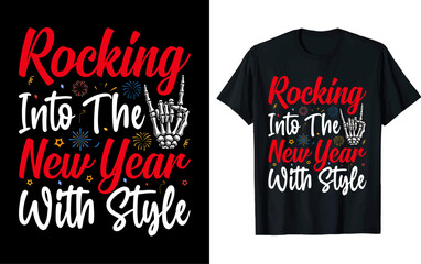 New year Vector t shirt design, vector illustration, New year design, silhouette style.
