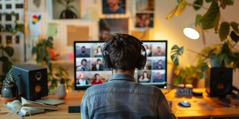 A remote team collaborating via video conference showcasing the trend of remote work and digital nomadism in the modern business world