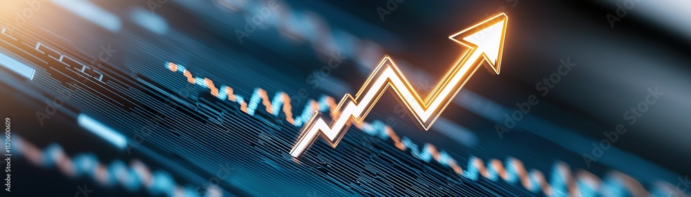 Poster a dynamic graph displaying an upward trend, representing growth, success, and positive data analytic