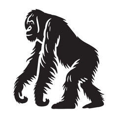 Captivating orangutan silhouette for creative digital uses - Orangutan black vector
