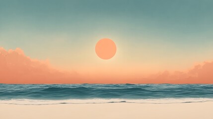 Obraz premium minimalistic summer beach scene sun sky sand