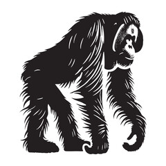 Simplified orangutan silhouette for digital and print applications - Orangutan illustration - minimallest orangutan vector
