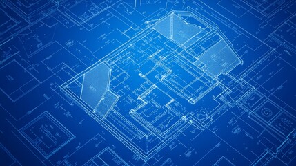 Urban 3D Blueprint Design in High Contrast Style