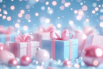 Gifts Design Digital Background with Soft Lighting, Generative AI