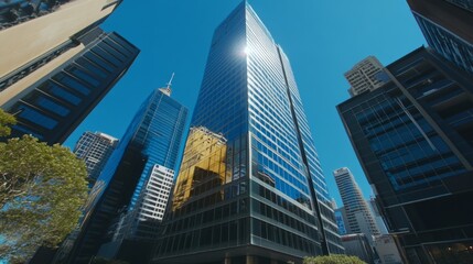 Fototapeta premium Urban Architecture with Dynamic Angles and High Contrast