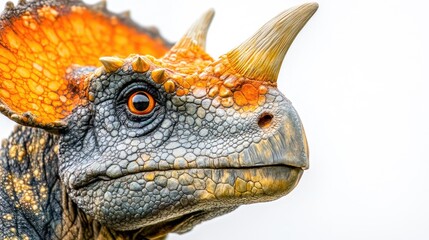 Fototapeta premium A close-up of a dinosaur-like creature with vibrant colors and textured skin.