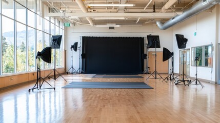 Senior fitness class photography event scenic studio backdrop professional photoshoot bright environment capturing memorable fitness moments