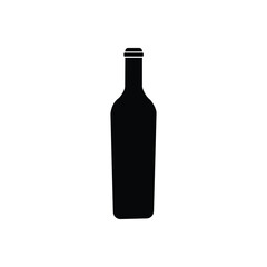 Silhouette wine bottle. Wine bottle. Silhouette champagne bottle. Vector icon. Stencil of wine bottle. Jar icon. Glass container. Logo template.