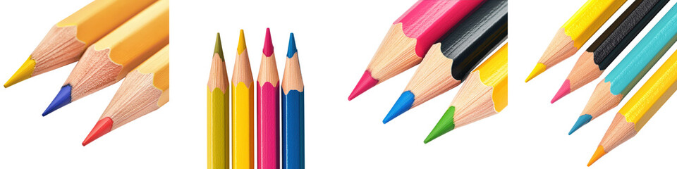 Fototapeta premium Assorted Vibrant Colored Pencils Neatly Arranged on a Workspace Surface Providing Creative and Stationery Supplies for Students