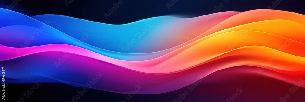 Poster fluid motion of vibrant colors in abstract art with waves and gradients