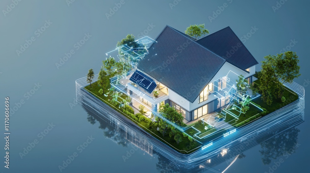 Poster smart home control panel enhancing user assistance modern residence digital technology interactive s
