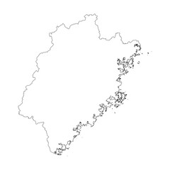 Fujian province blank outline map