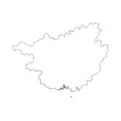 Guangxi province blank outline map