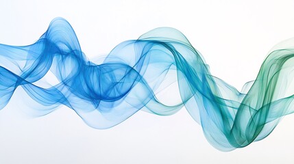 Abstract Blue and Green Flowing Waves: A Serene Digital Artwork