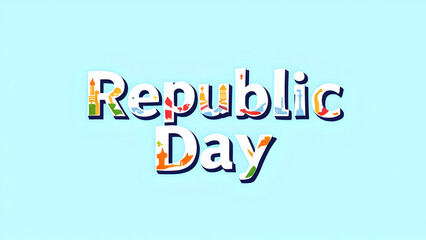 Obraz premium Indian tricolour flag font Republic Day illustration with 26 January text for Indian Festival.