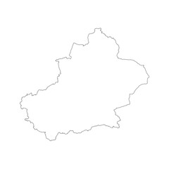 Fototapeta premium Xinjiang Uygur province blank outline map
