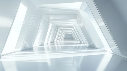 Obraz premium Futuristic White Corridor: A Vision of Modern Architecture