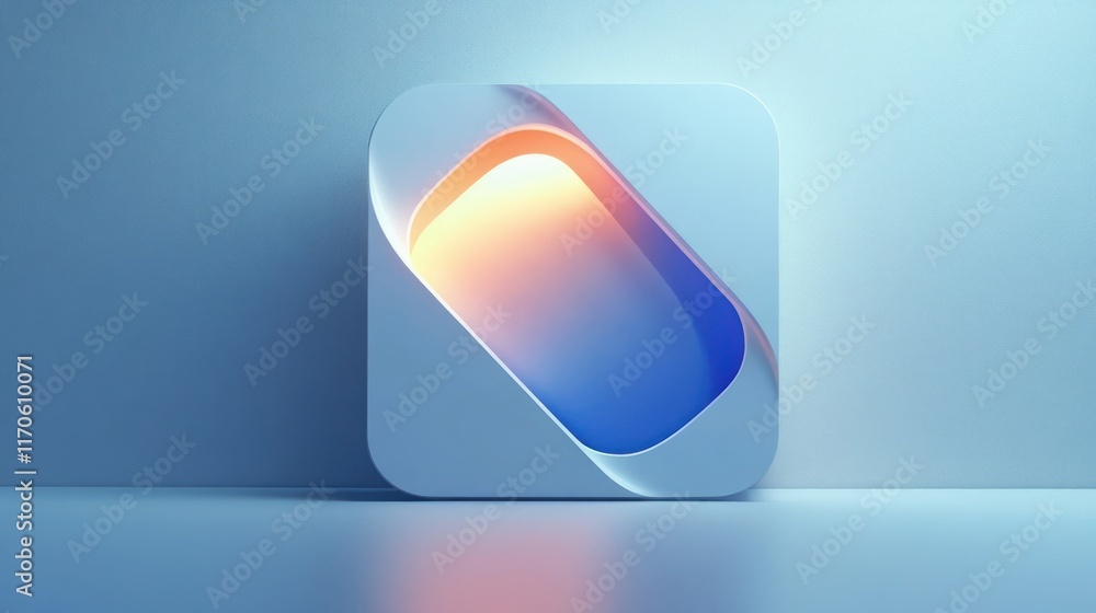 Aufkleber modern 3d application icon design for productivity with geometric shapes and soft lighting on pale b