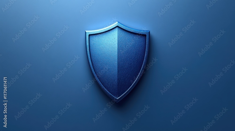 Poster minimalist blue shield icon design on white square with soft shadows and ambient lighting