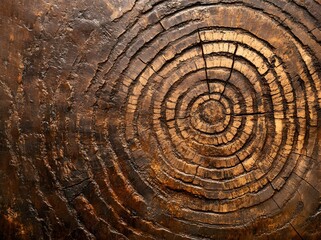 Fototapeta premium Detailed Cross Section of a Dark Brown Tree Trunk