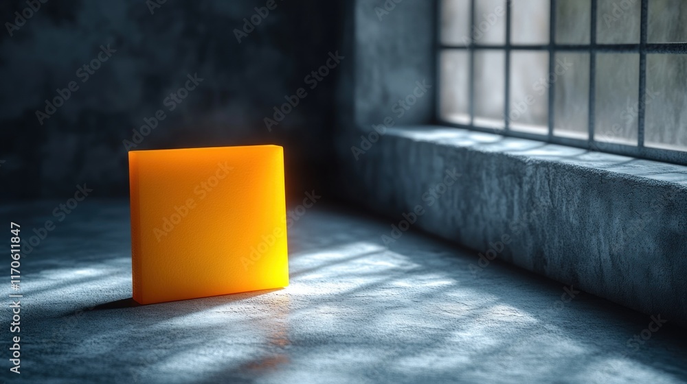 Aufkleber minimalistic yellow document icon on gray background with soft lighting and gentle shadows