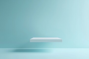 Obraz premium A white rectangular platform floating in the air, with a light blue background